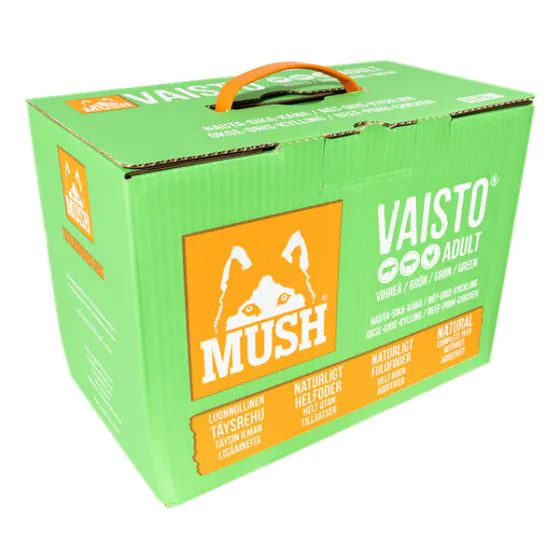 MUSH BARF Vaisto - Adult - Okse, Gris & Kylling - Grøn 10 kg. (denne vare kan kun afhentes i Hillerød)