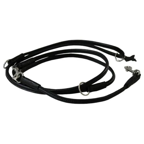 Waudog Soft | Rundsyet læder dressurline | Sort | 183 cm.