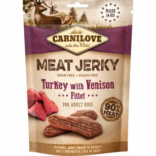 Carnilove Jerky Turkey w. Venison Fillet (hundegodbidder m. kalkun og råvildt)