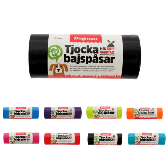 Dogman Tykke hundeposer m. bindehåndtag, 50 stk.