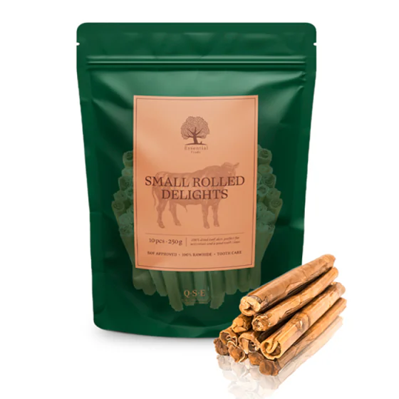Essential Small Rolled Delights (Hundegodbid af oksehud) - 10 stk.