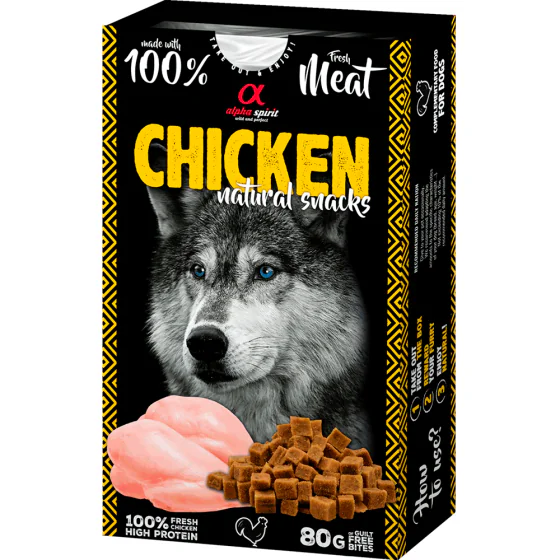 Alpha Spirit Natural dogs Chicken (hundegodbidder m. Kylling) - 80 g.