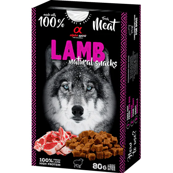Alpha Spirit Natural dogs Lamb (hundegodbidder m. Lam) - 80 g.