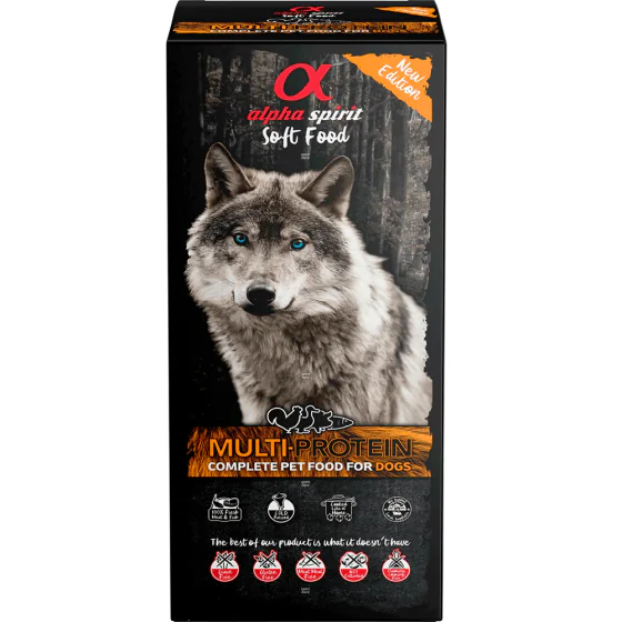 Alpha Spirit Semi-moist Multiprotein hundefoder - 9 kg. (45x200 g.)