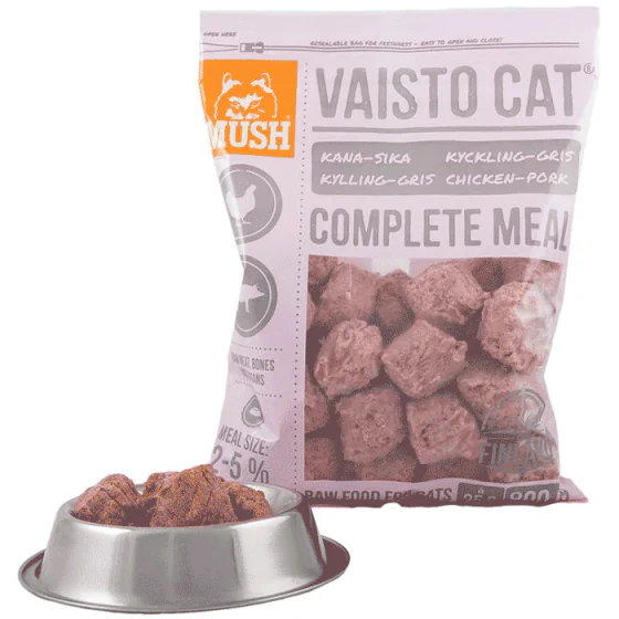 MUSH BARF Vaisto - Cat - Kylling & Gris - Pink 800 g. (denne vare kan kun afhentes i Hillerød)