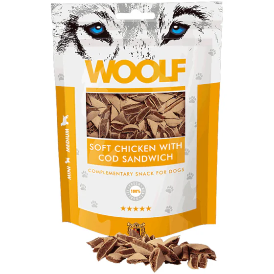 Woolf Soft Chicken with Cod sandwich (hundegodbidder m. kylling og torsk)