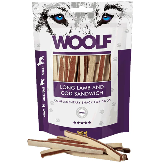 Woolf Long Lamb and Cod sandwich (hundegodbidder m. lam og torsk)