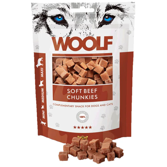 Woolf Soft Beef Chunkies (hundegodbidder m. Oksekød)
