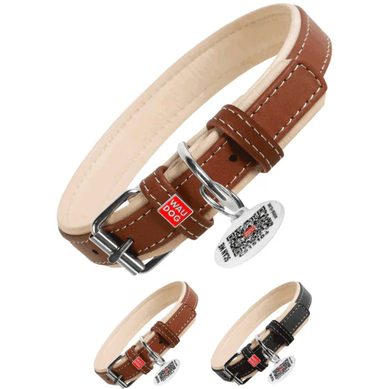 Waudog Soft læderhalsbånd til store hunde