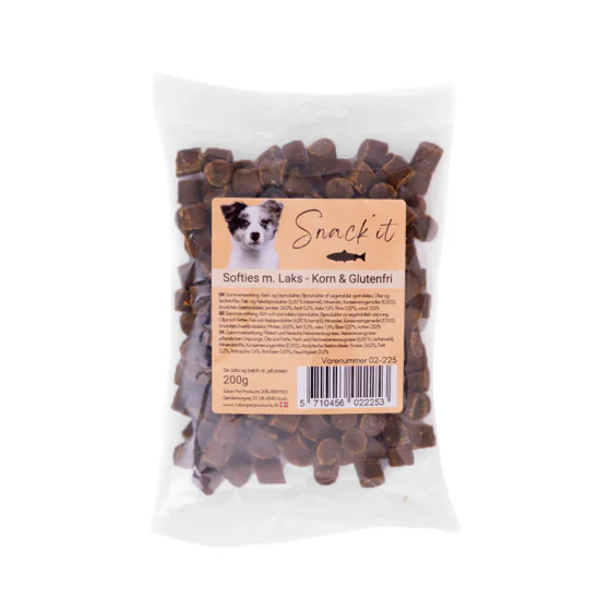 Snack'it Softies - Korn & Glutenfri hundegodbidder m. Laks - 200 g. 
