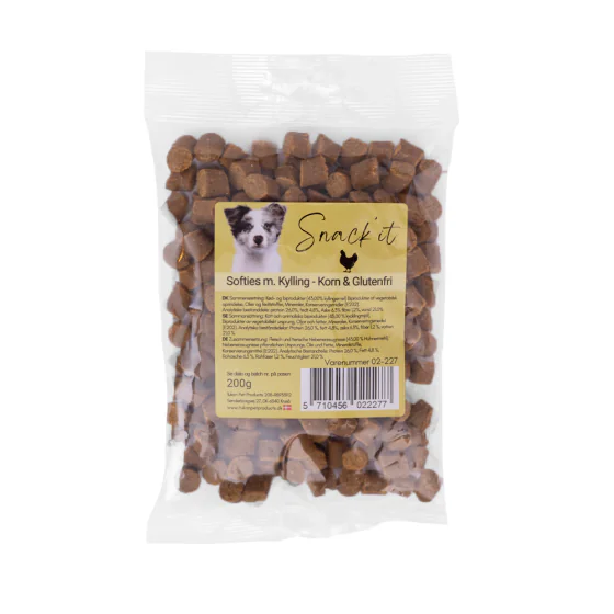 Snack'it Softies - Korn & Glutenfri hundegodbidder m. Kylling - 200 g. 