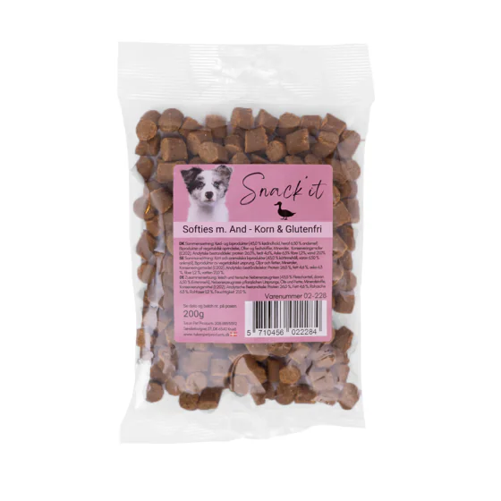 Snack'it Softies - Korn & Glutenfri hundegodbidder m. And - 200 g. 
