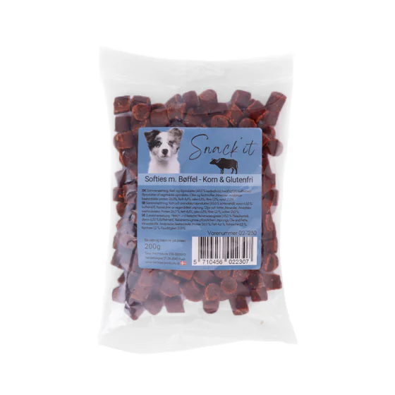 Snack'it Softies - Korn & Glutenfri hundegodbidder m. Bøffel - 200 g. 