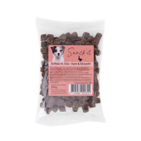 Snack'it Softies - Korn & Glutenfri hundegodbidder m. Gås - 200 g. 